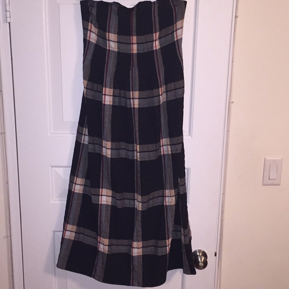 Club Monaco strapless plaid midi dress NWT
